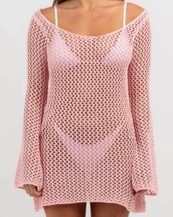 Beach Covers & Overswim*Kaiami Tamsin Crochet Cover Up Baby Pink