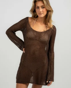 Beach Covers & Overswim*Kaiami Tamsin Crochet Cover Up Dark Choc