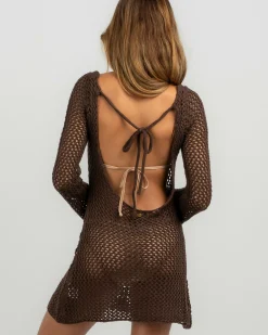Beach Covers & Overswim*Kaiami Tamsin Crochet Cover Up Dark Choc