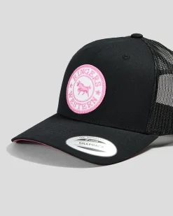 Headwear*Ringers Western Tara Ponytail Trucker Cap Black