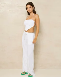 Hot Tate Dallis Halter Top Women Sets|Linen Blend