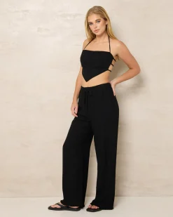 Sets|Linen Blend*Mooloola Tate Dallis Halter Top Black