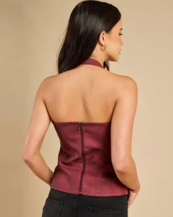 Tops*Gigi & Ella Tatum Halter Top Burgundy