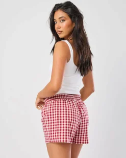 Bottoms*Ava And Ever Teddy Shorts Cherry