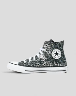 Sneakers*Converse Teen Girls' Chuck Taylor All Star Glitter Shoes Dark Matter/white/black