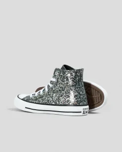 Sneakers*Converse Teen Girls' Chuck Taylor All Star Glitter Shoes Dark Matter/white/black