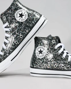 Sneakers*Converse Teen Girls' Chuck Taylor All Star Glitter Shoes Dark Matter/white/black