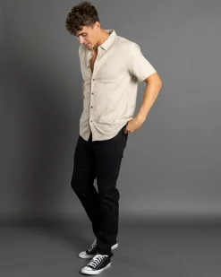 Tops & T-Shirts|Linen Blend*Skylark Tension Short Sleeve Shirt Sand