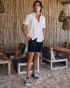 Tops & T-Shirts|Linen Blend*Skylark Tension Short Sleeve Shirt Off White