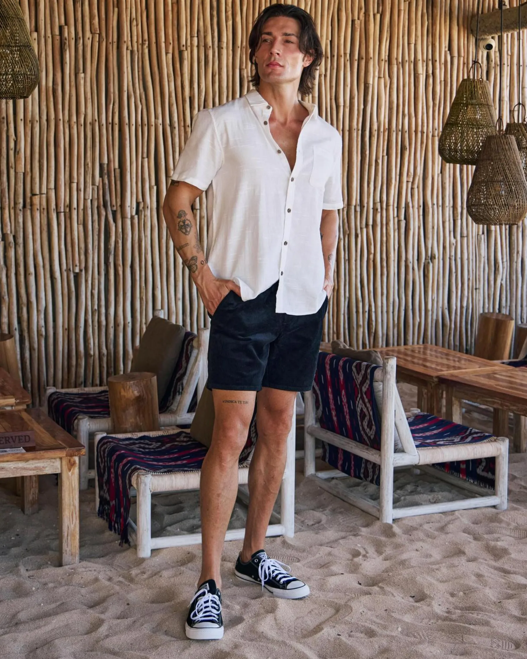 Tops & T-Shirts|Linen Blend*Skylark Tension Short Sleeve Shirt Off White