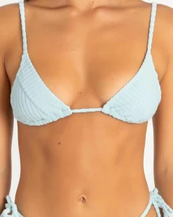 Bikinis*Billabong Terry Rib Ayla Triangle Bikini Top Coastal Blue