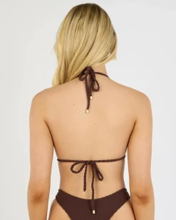 Bikinis*Billabong Terry Rib Remi Triangle Bikini Top Choc Cherry