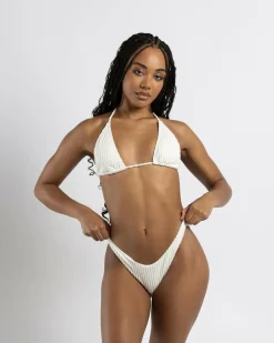 Bikinis*Billabong Terry Rib Remi Triangle Bikini Top Salt Crystal