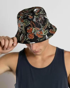 Headwear*The Mad Hueys The Island Captain Reversible Bucket Hat Black