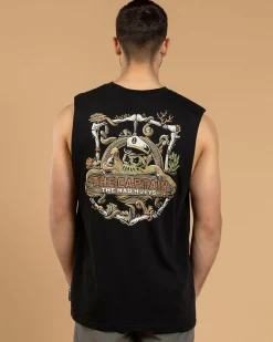 Tops & T-Shirts*The Mad Hueys The Sea Captain Muscle Tank Black