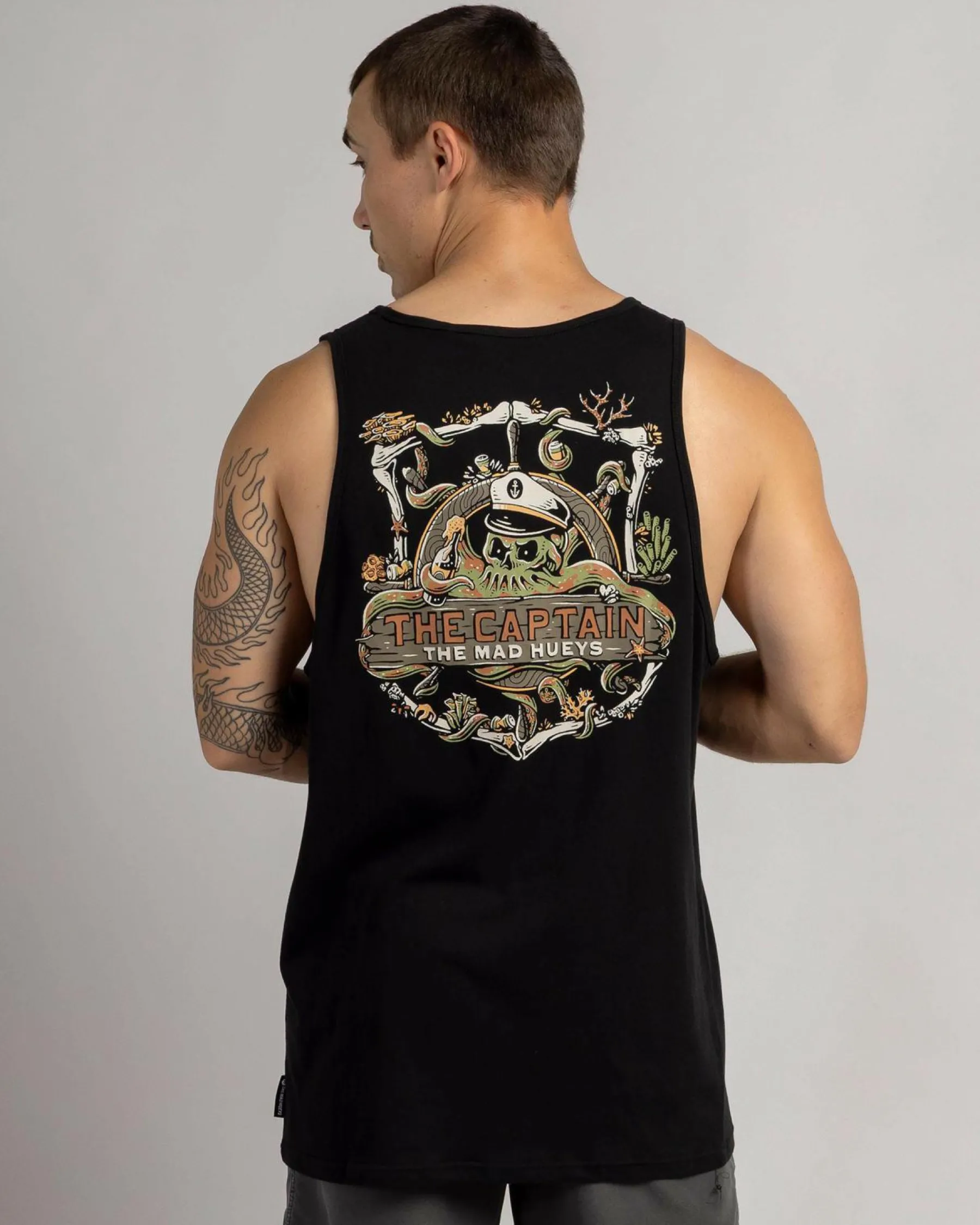 Tops & T-Shirts*The Mad Hueys The Sea Captain Singlet Tank Black