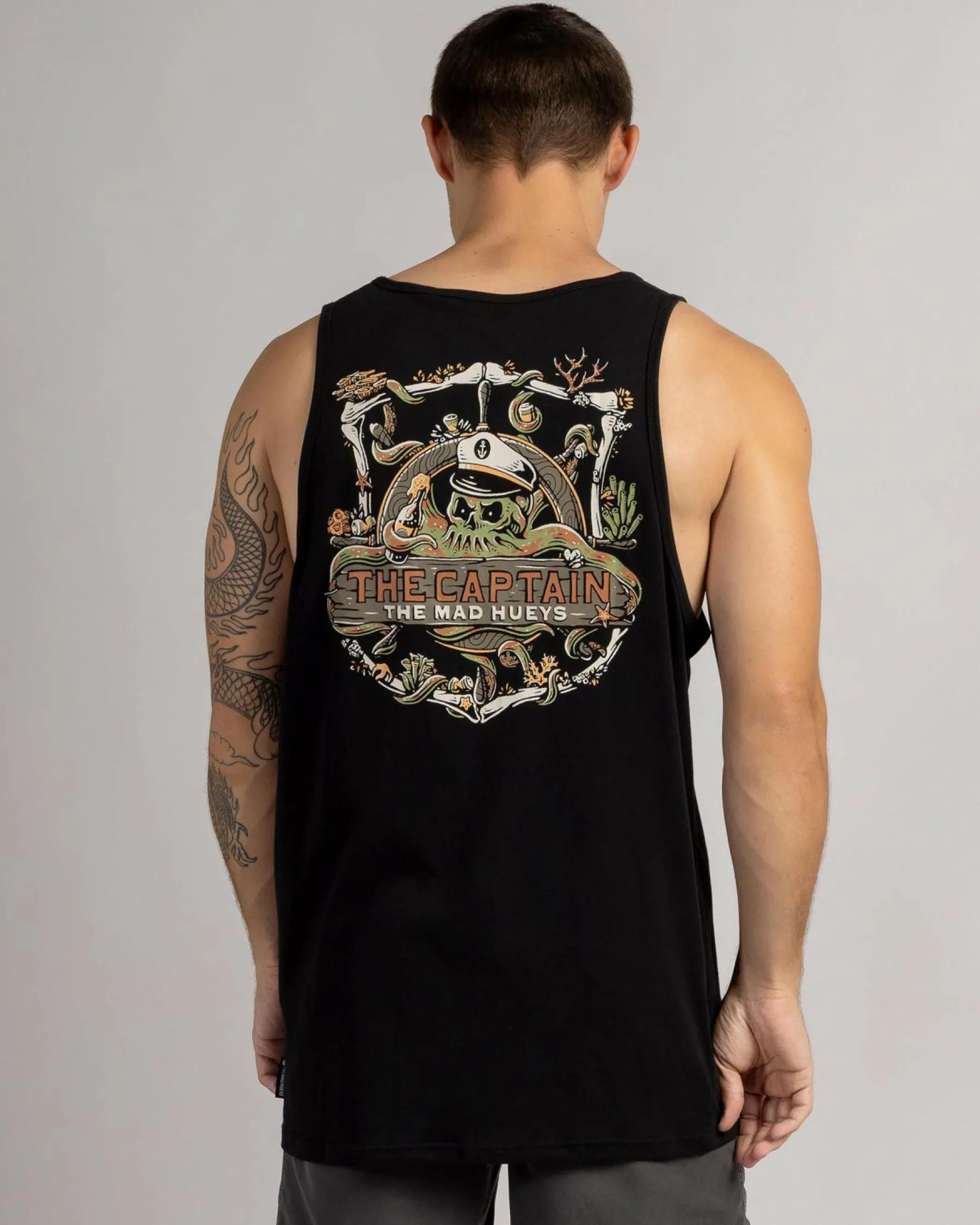 Tops & T-Shirts*The Mad Hueys The Sea Captain Singlet Tank Black