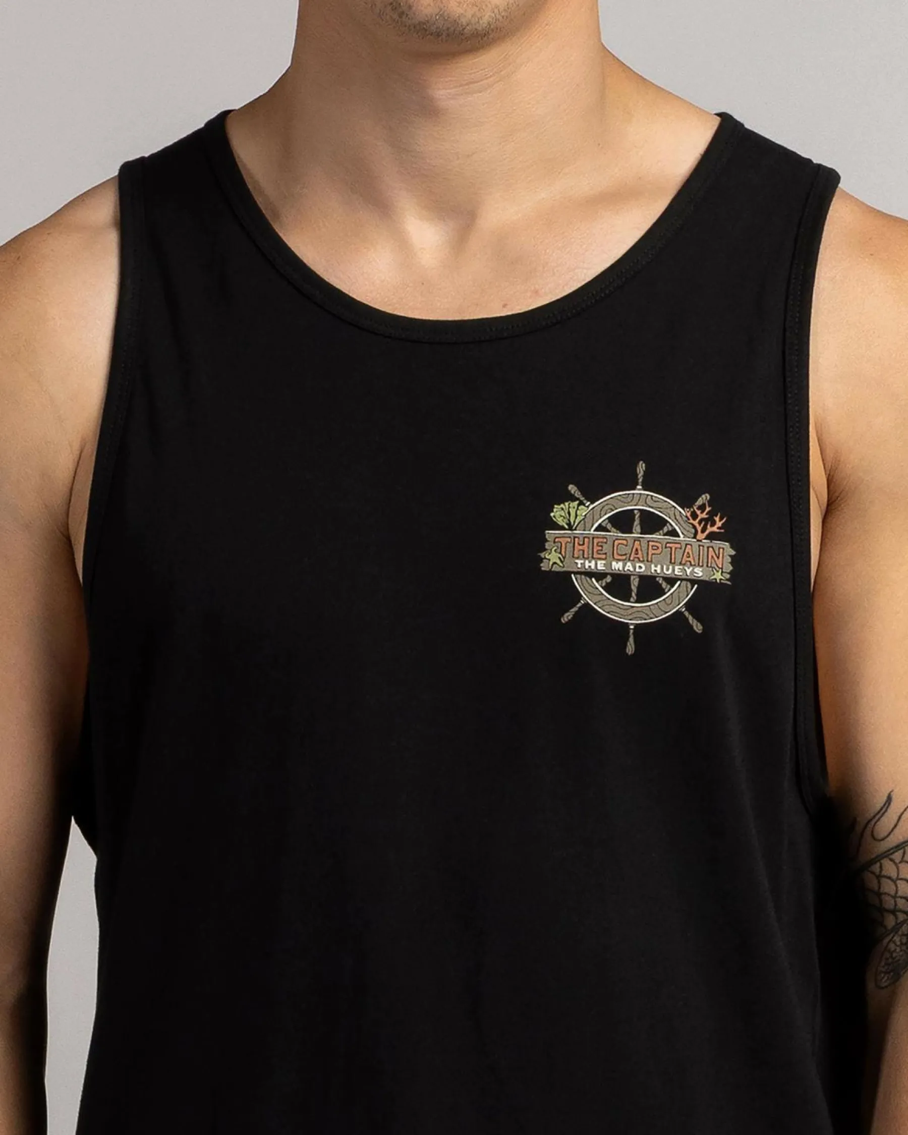 Tops & T-Shirts*The Mad Hueys The Sea Captain Singlet Tank Black