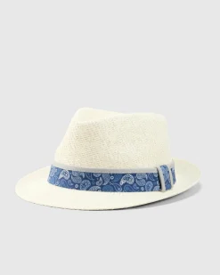 Headwear*Miscellaneous The Spencer Fedora Off White/navy