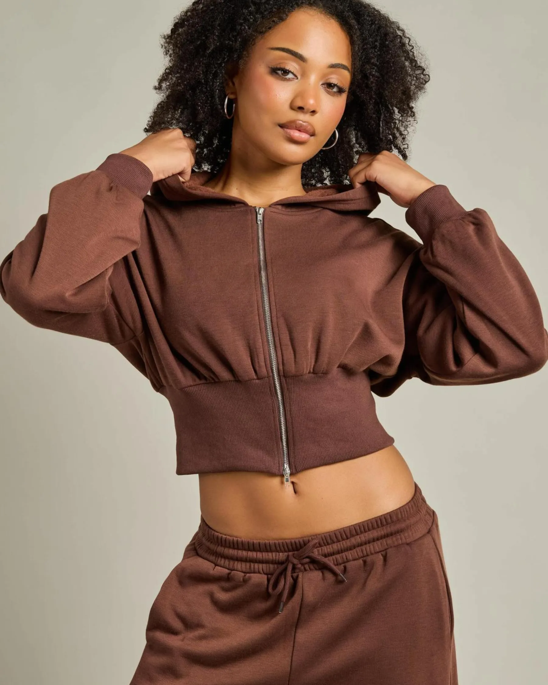Sets|Jumpers & Hoodies*Mint Vanilla Thelma Zip Hoodie Espresso