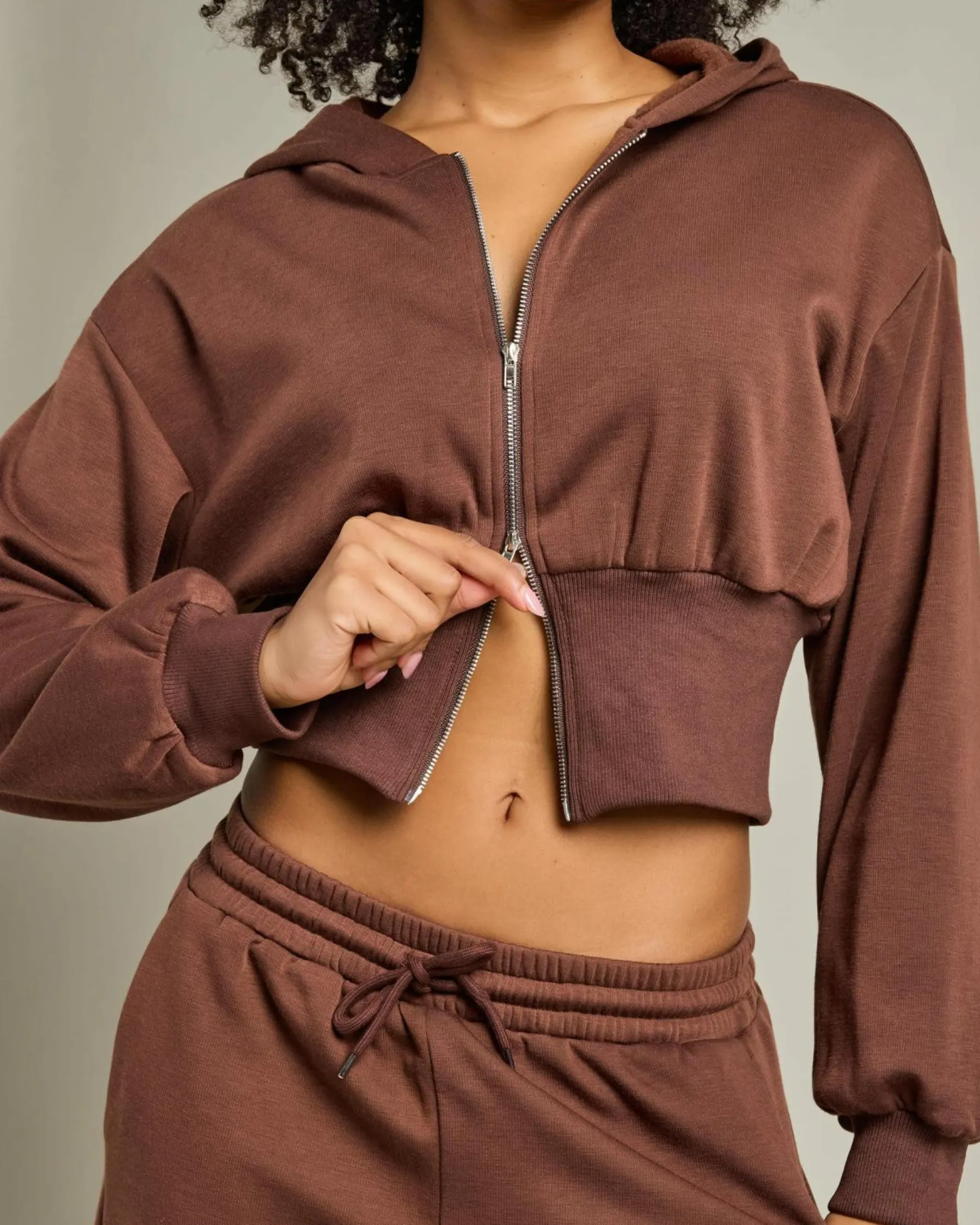Sets|Jumpers & Hoodies*Mint Vanilla Thelma Zip Hoodie Espresso