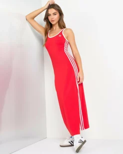 Dresses*adidas Three Stripe Tank Dress Better Scarlet