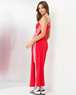 Dresses*adidas Three Stripe Tank Dress Better Scarlet