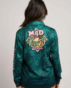 Rash Vests*The Mad Hueys Throwback Hueys Fishing Jersey Palm Green