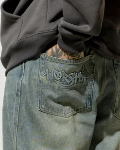 Shorts & Bottoms*Worship Supplies Throws Big Lounger Jeans Garage Grime Blue