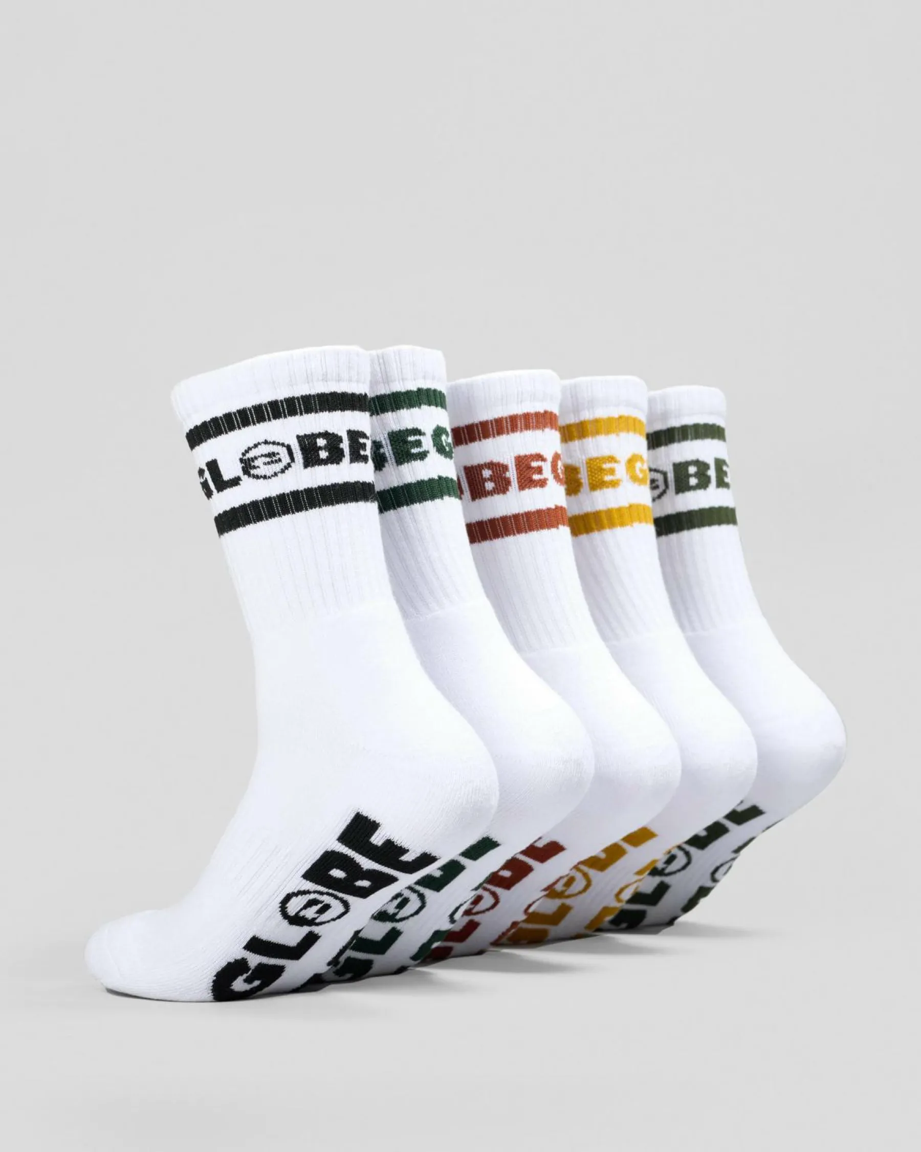 Socks*Globe Tilt Crew Socks 5 Pack White/assorted