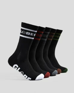 Socks*Globe Tilt Crew Socks 5 Pack Black/assorted