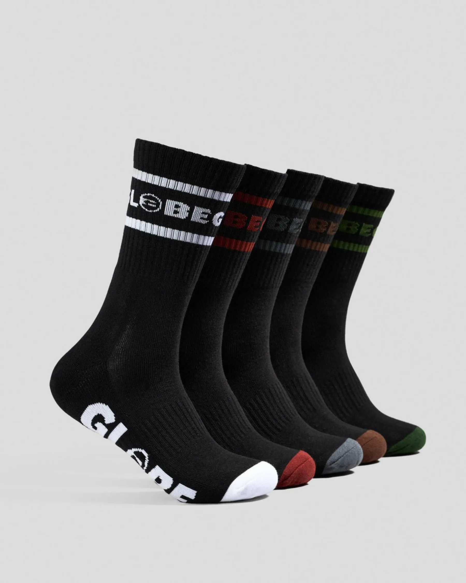 Socks*Globe Tilt Crew Socks 5 Pack Black/assorted