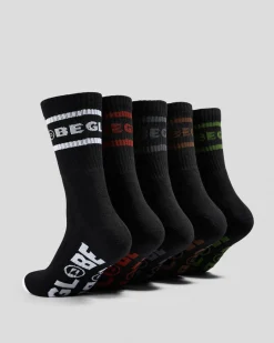 Socks*Globe Tilt Crew Socks 5 Pack Black/assorted
