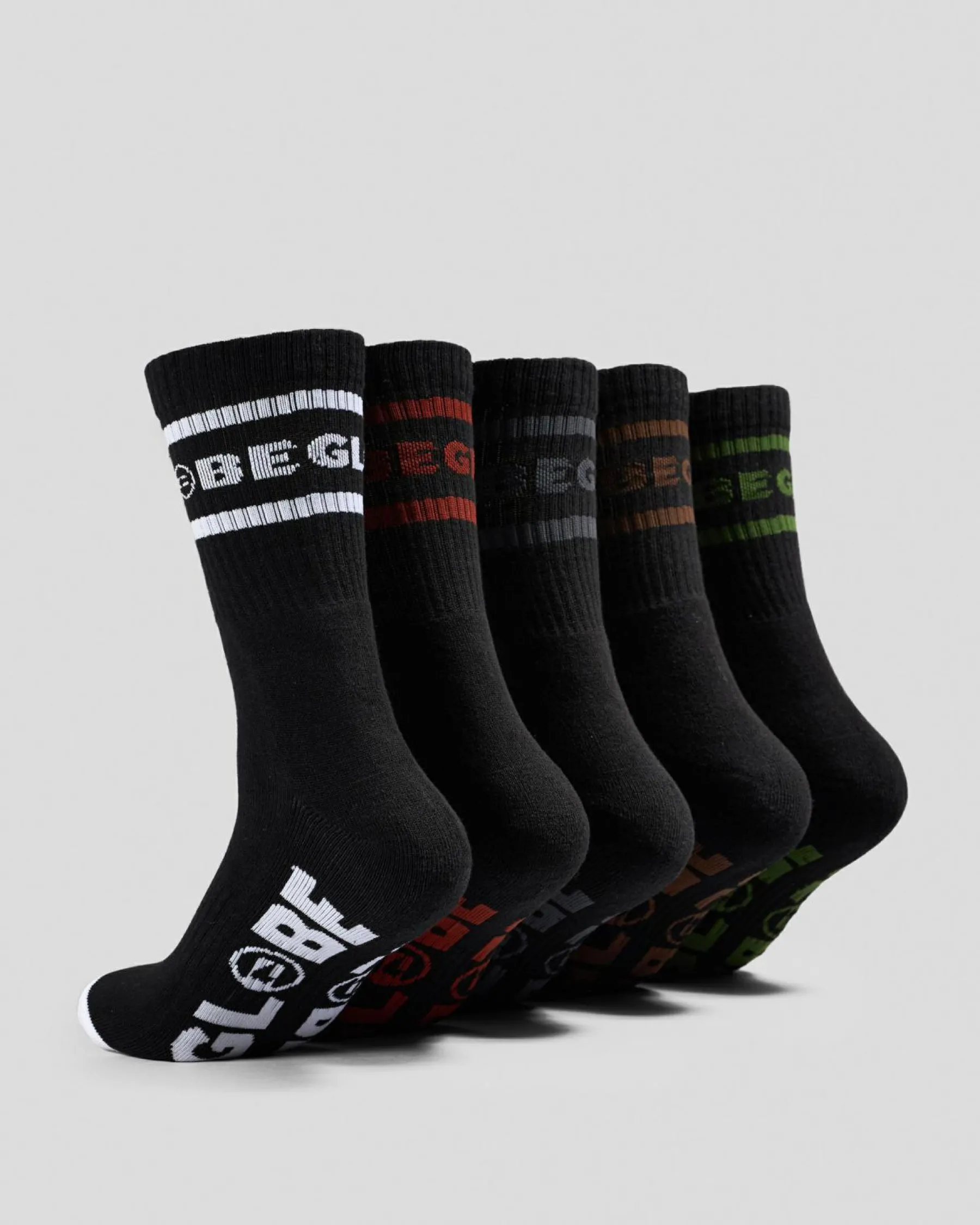 Socks*Globe Tilt Crew Socks 5 Pack Black/assorted