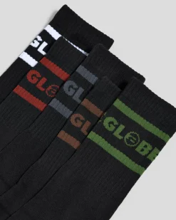 Socks*Globe Tilt Crew Socks 5 Pack Black/assorted