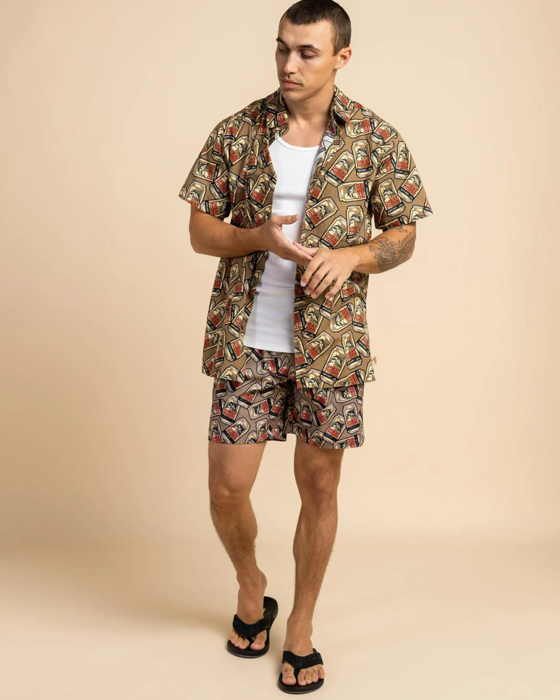 Tops & T-Shirts*Great Northern Tinnie Short Sleeve Shirt Tan