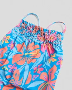Surf|One Pieces*Roxy Toddlers' Hibiscus Hugs One Piece Swimsuit Malibu Blue Hibiscus Hugs