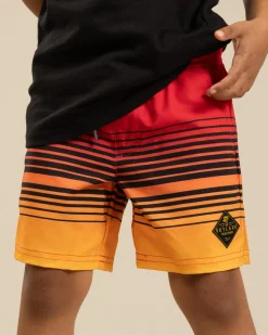 Toddlers|Shorts & Bottoms*Skylark Toddlers' Linear Elastic Waist Shorts Red/yellow/black