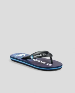 Flip Flops & Sandals*Quiksilver Toddlers' Moncata Art SPKD Thongs Black/blue/grey