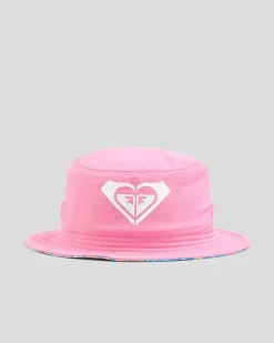 Toddlers|Headwear*Roxy Toddler's New Bobby Bucket Hat Malibu Blue Hibiscus Hugs