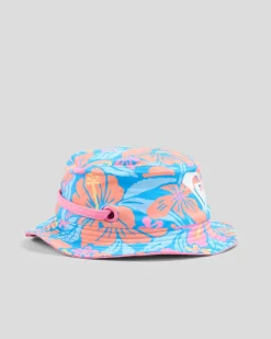 Toddlers|Headwear*Roxy Toddler's New Bobby Bucket Hat Malibu Blue Hibiscus Hugs
