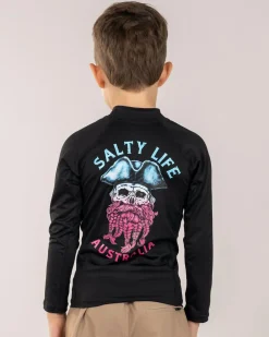 Rashies|Toddlers*Salty Life Toddlers' Sea Wolf Long Sleeve Rash Vest Black