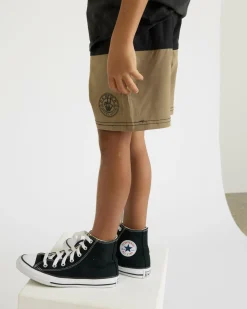 Toddlers|Shorts & Bottoms*Dexter Toddlers' Split Elastic Waist Shorts Black/tan