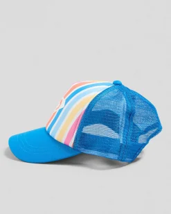 Headwear*Roxy Toddler's Sweet Emotions Trucker Cap Bright White Holy Stripe