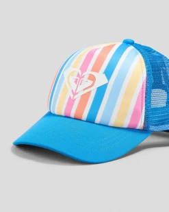Headwear*Roxy Toddler's Sweet Emotions Trucker Cap Bright White Holy Stripe