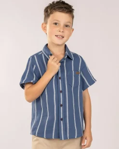 Toddlers|Tops & T-Shirts*Skylark Toddlers' Trinity Short Sleeve Shirt Slate Blue/white