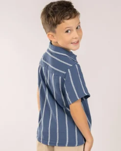 Toddlers|Tops & T-Shirts*Skylark Toddlers' Trinity Short Sleeve Shirt Slate Blue/white