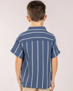 Toddlers|Tops & T-Shirts*Skylark Toddlers' Trinity Short Sleeve Shirt Slate Blue/white