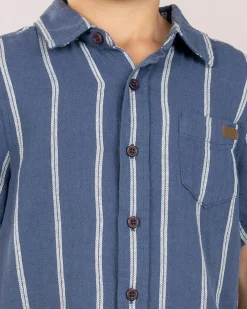 Toddlers|Tops & T-Shirts*Skylark Toddlers' Trinity Short Sleeve Shirt Slate Blue/white