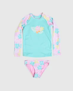 Sale Toddlers' Tropical Square Long Sleeve Rash Vest Set Kids Rash Vests|Toddlers